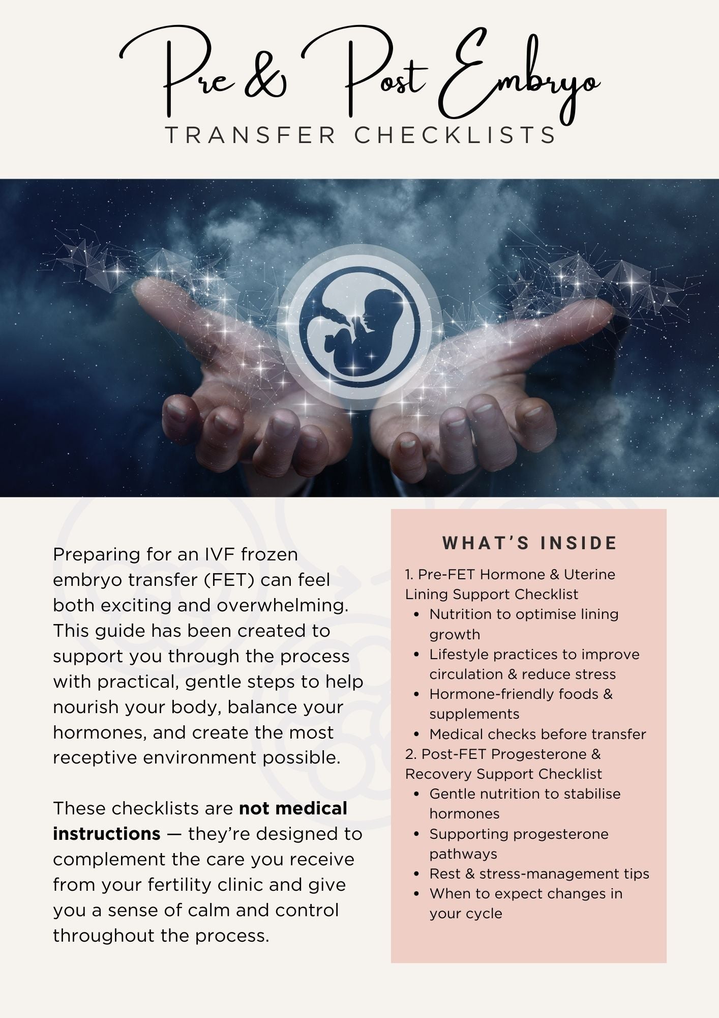 IVF Support Handbook: Pre & Post Embryo Transfer Checklists 🌸